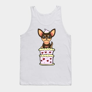 Small dog Jumping out of a cake Tank Top